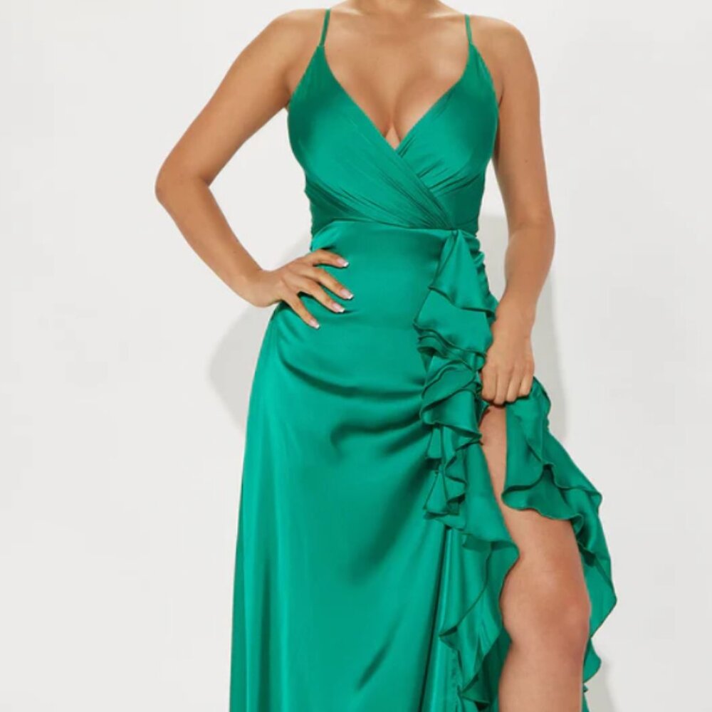Donna Satin Maxi Dress - Kelly Green